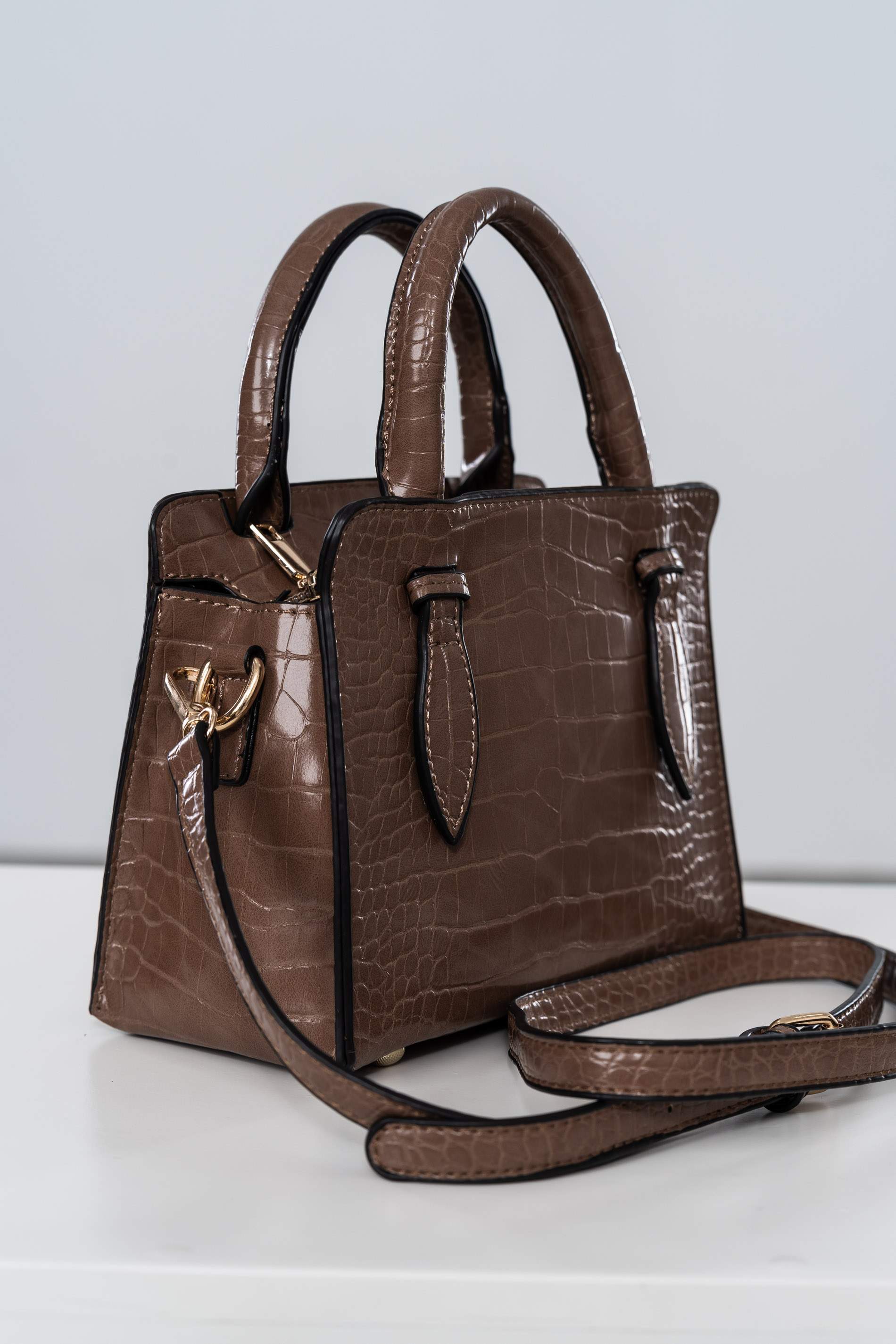 BOLSO TOTE MINI EFECTO COCO MARRON