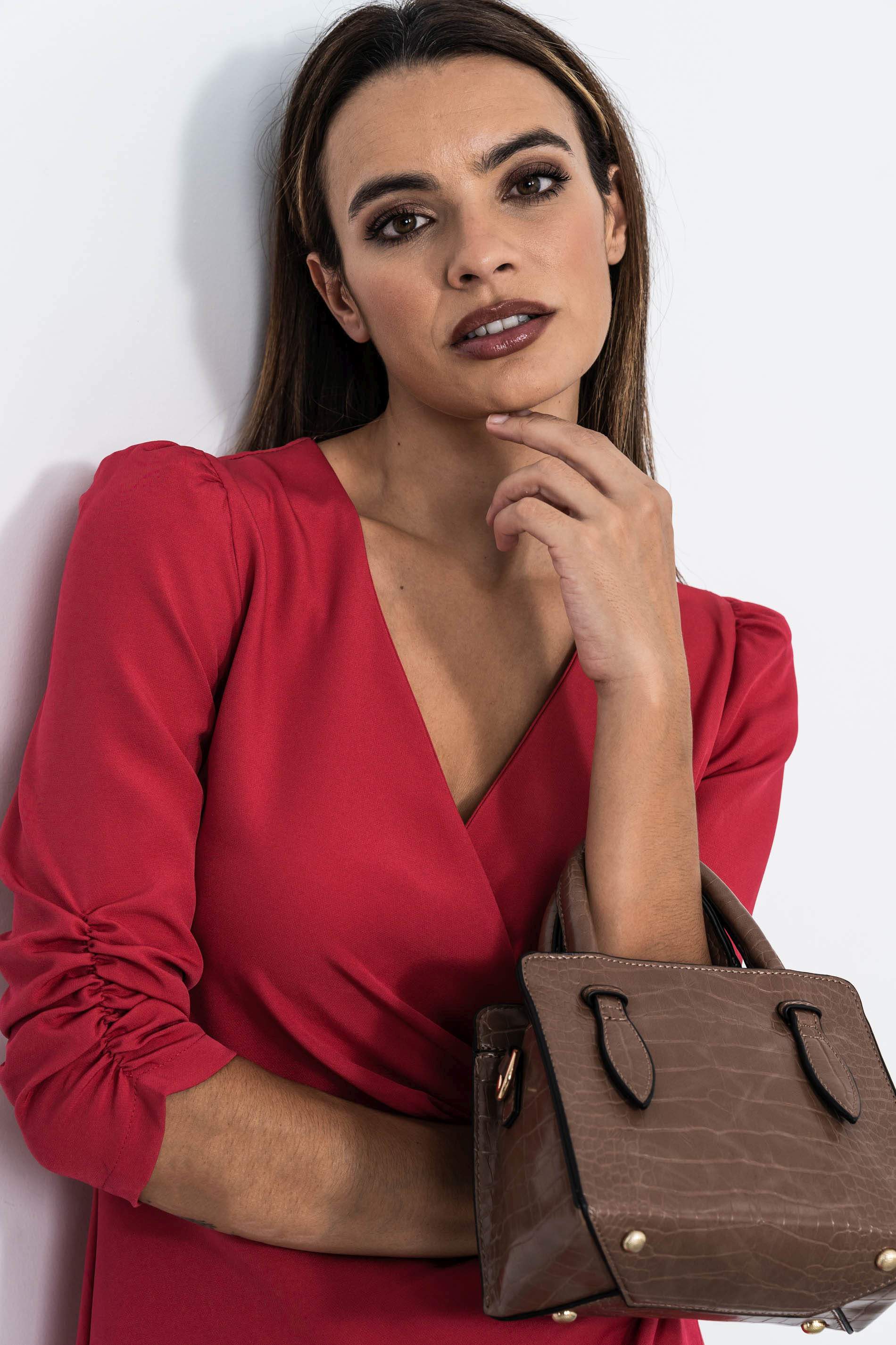 BOLSO TOTE MINI EFECTO COCO MARRON