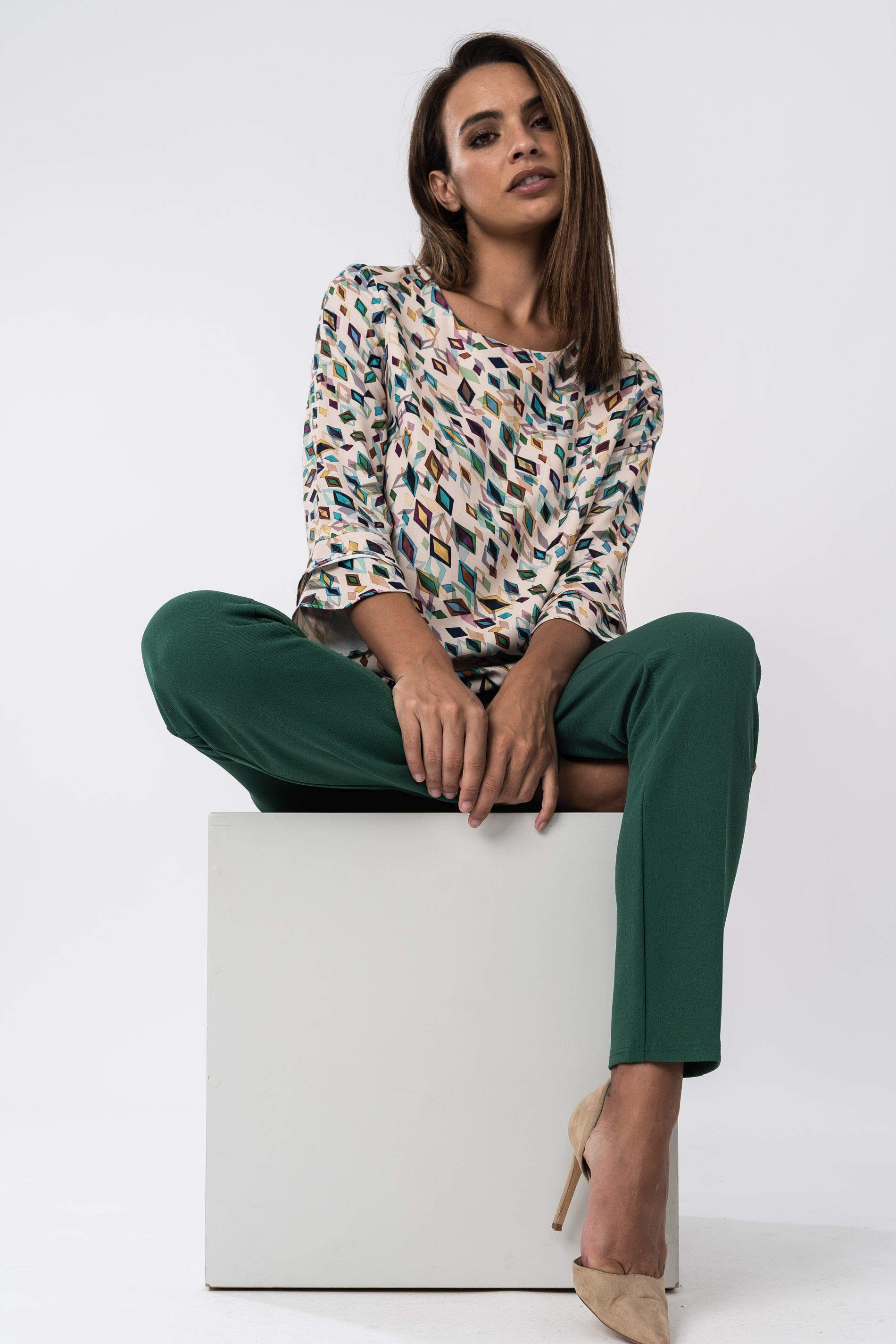 BLUSA DOBLE CAPA ROMBOS COLOR 