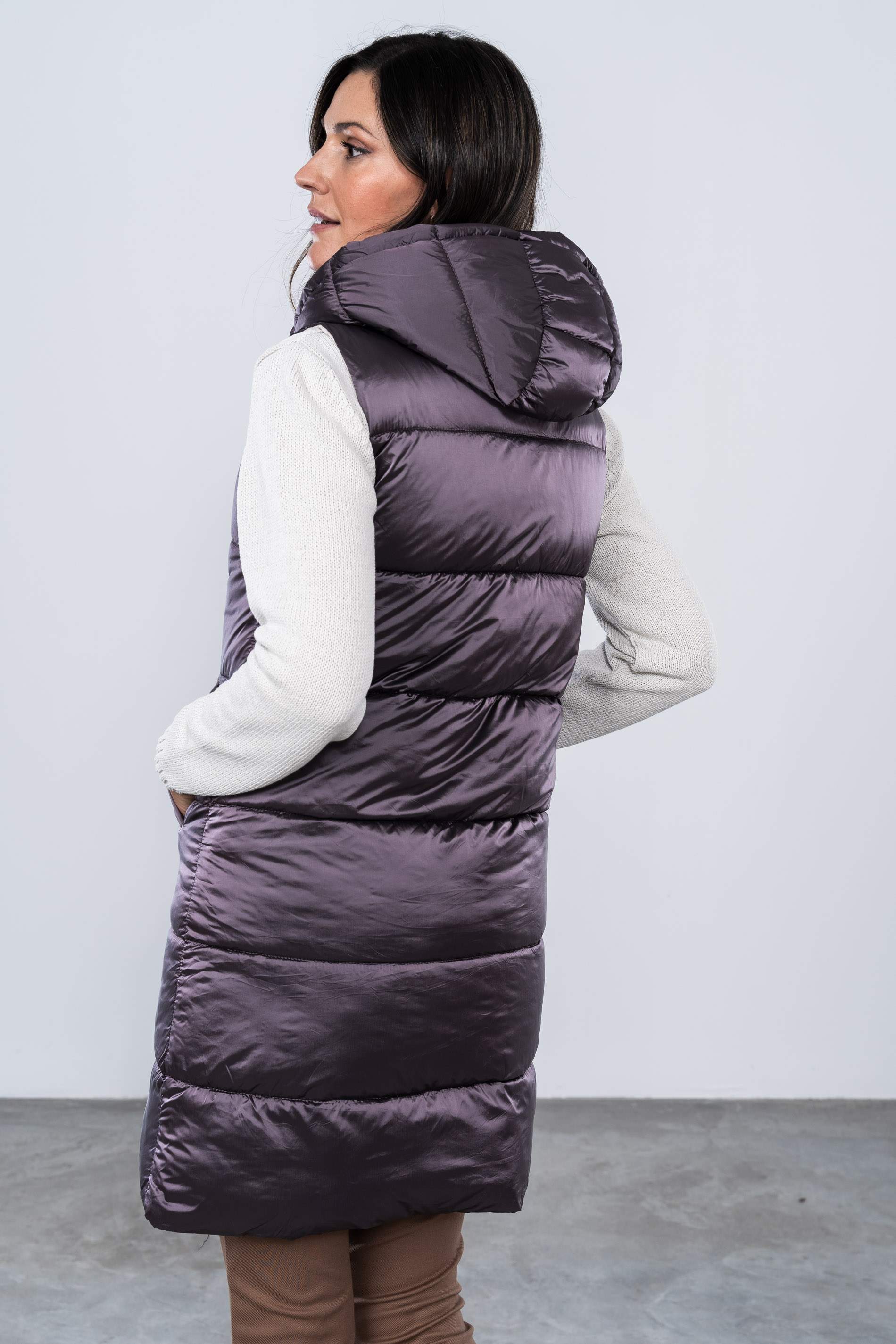 CHALECO REVERSIBLE LARGO PURPURA