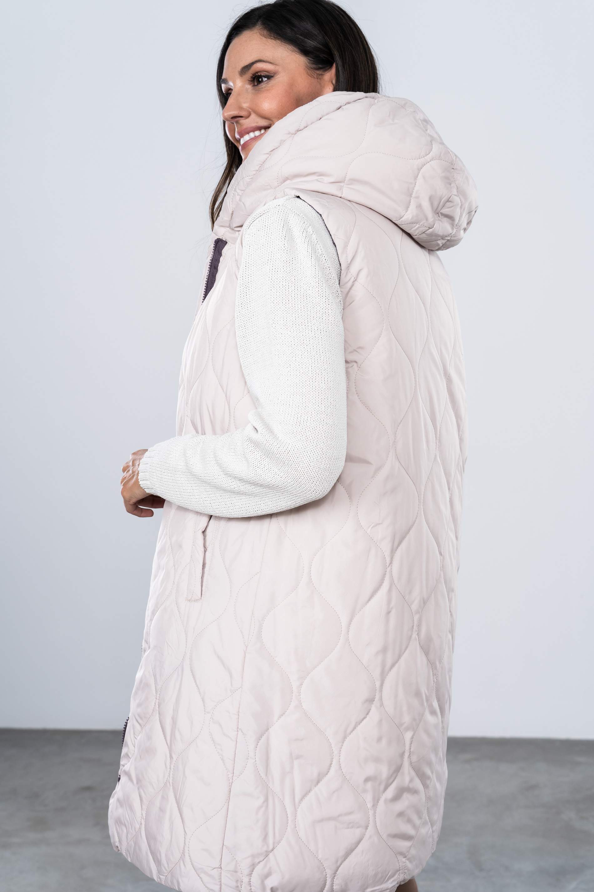 CHALECO REVERSIBLE LARGO PURPURA