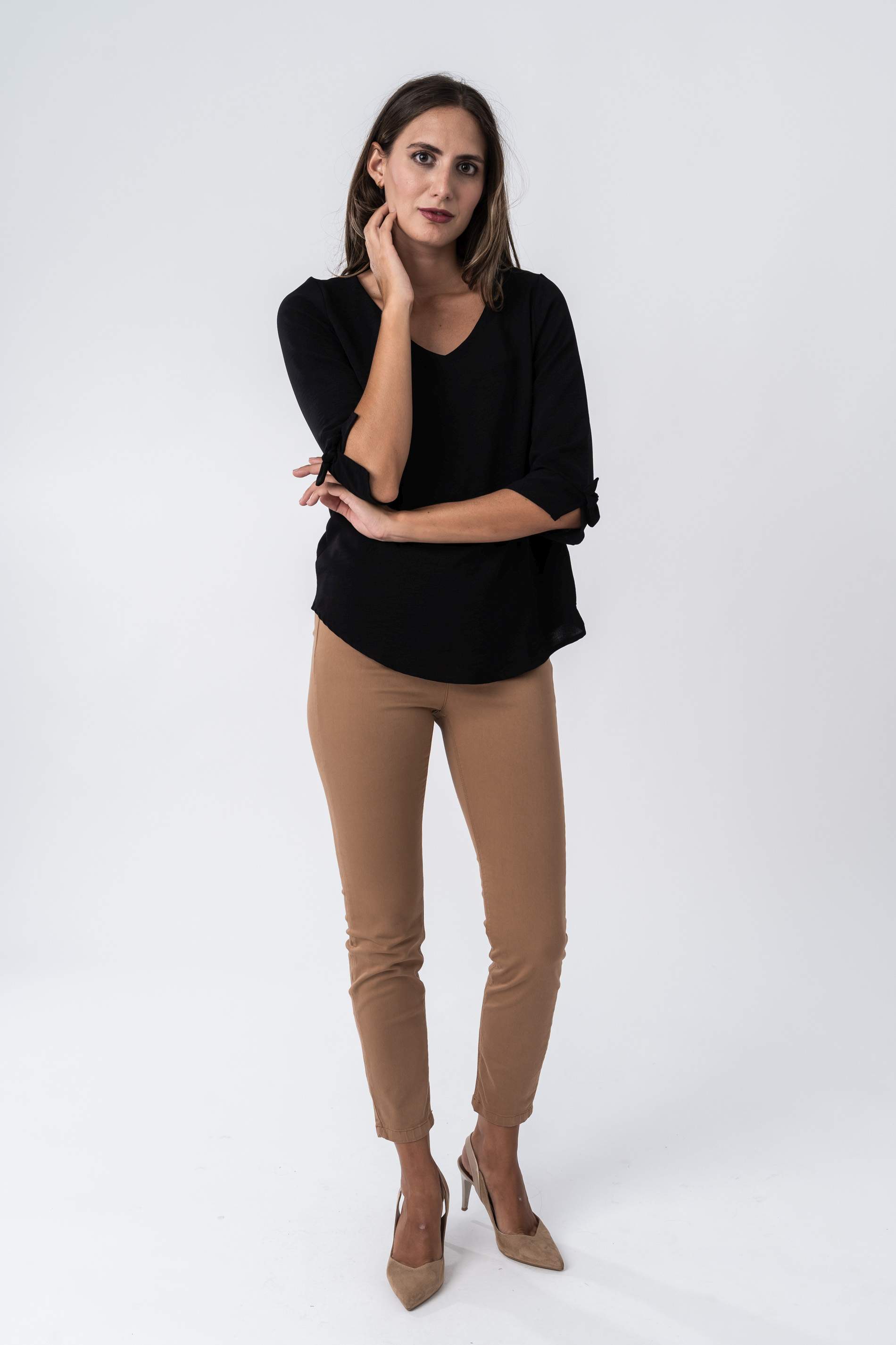 BLUSA LACITOS MANGA FRANCESA NEGRO